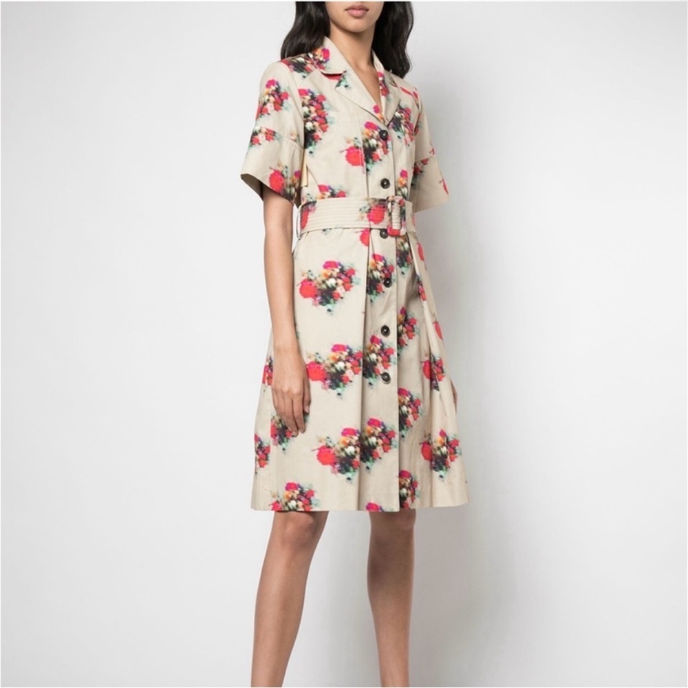 ADAM LIPPES Runway Tan Floral Midi Dress